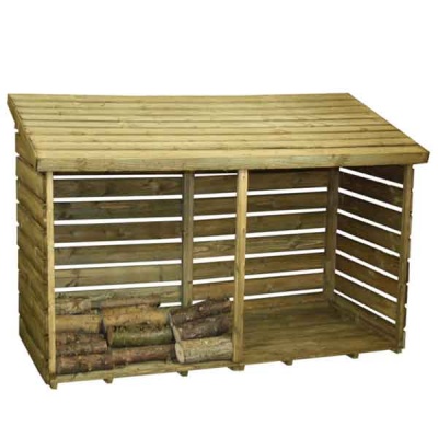 6 x 3 Wooden Logstore Pressure Treated Timber Double Log Store