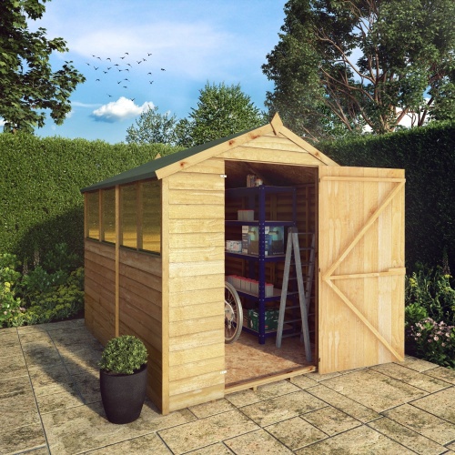 8' x 6' Single Door Overlap Apex Wooden Garden Shed - Mercia