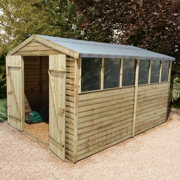 12 x 8 Pressure Treated Wooden Overlap Apex Garden Shed