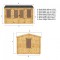 13 x 9 Wooden Log Cabin Garden Office Reverse Apex 4m x 3m 19mm