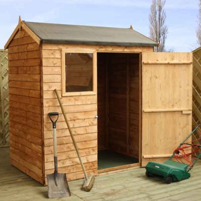 6 x 4 Reverse Apex Wooden Overlap Garden Shed