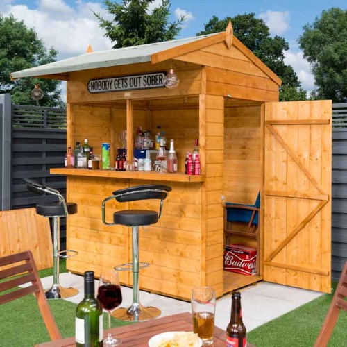 6x4 Rowlinson Garden Tiki Bar Apex Roof Shiplap Clad