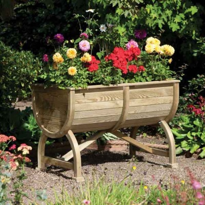 Rowlinsons Wooden Garden Marberry Barrel Planter