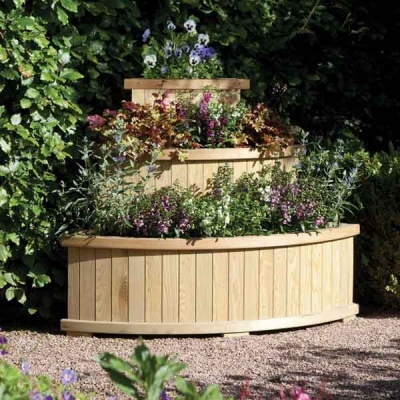 Rowlinsons Wooden  Marberry Garden  Corner Cascade Planter