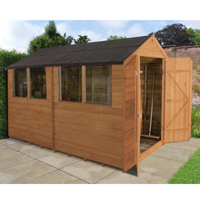 Overlap Dip Treated 10x6 Apex Shed Double Door