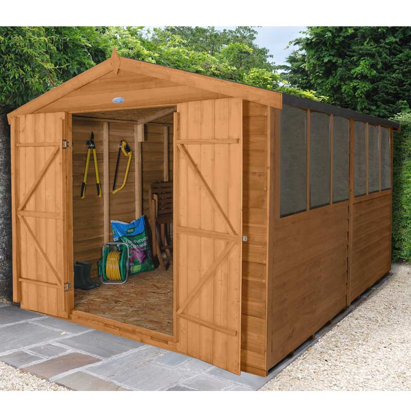 Overlap Dip Treated 12x8 Apex Shed Double Door