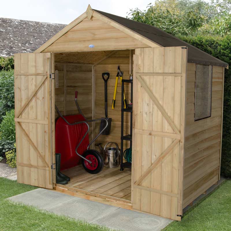 Overlap Pressure Treated 7x5 Apex Shed Double Door