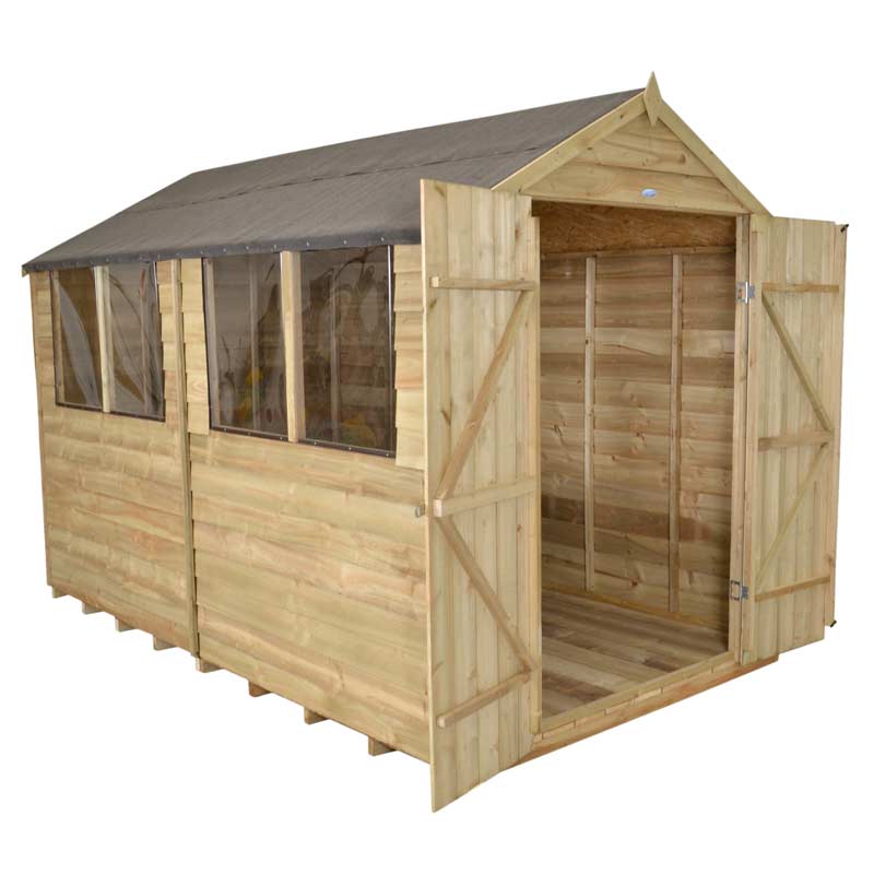 Overlap Pressure Treated 10x8 Apex Shed Double Door