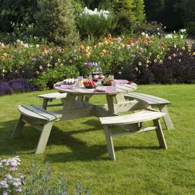 Rowlinsons Pressure Treated Round Garden Picnic Table