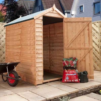 6 x 4 Windowless Overlap Single Door Apex Wooden Garden Shed