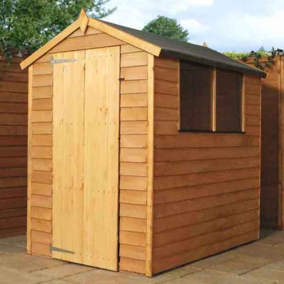 6 x 4 Overlap Single Door Apex Wooden Garden Shed