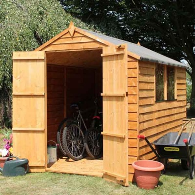 8 x 6 Overlap Apex Double Door Wooden Garden Shed