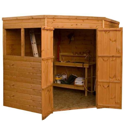 7 x 7 Corner Shiplap Tongue & Groove Wooden Garden Sheds