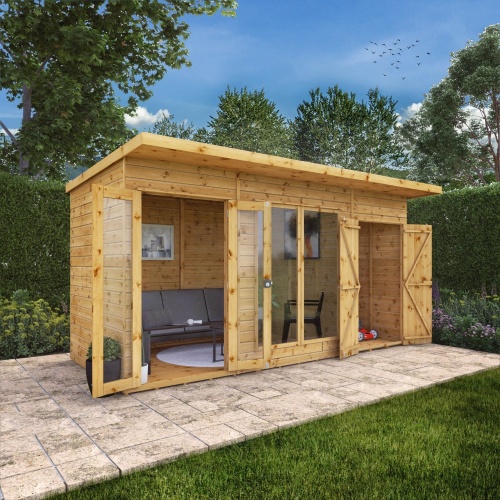 14 x 6  Wooden Garden Room Summerhouse with side shed