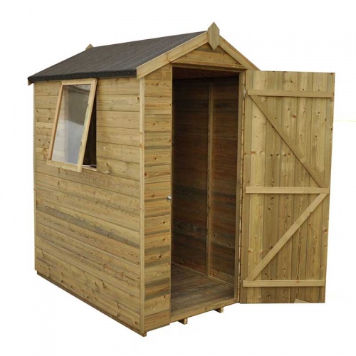 6 x 4 Shiplap Pressure Treated Apex Wooden Garden Shed Single Door