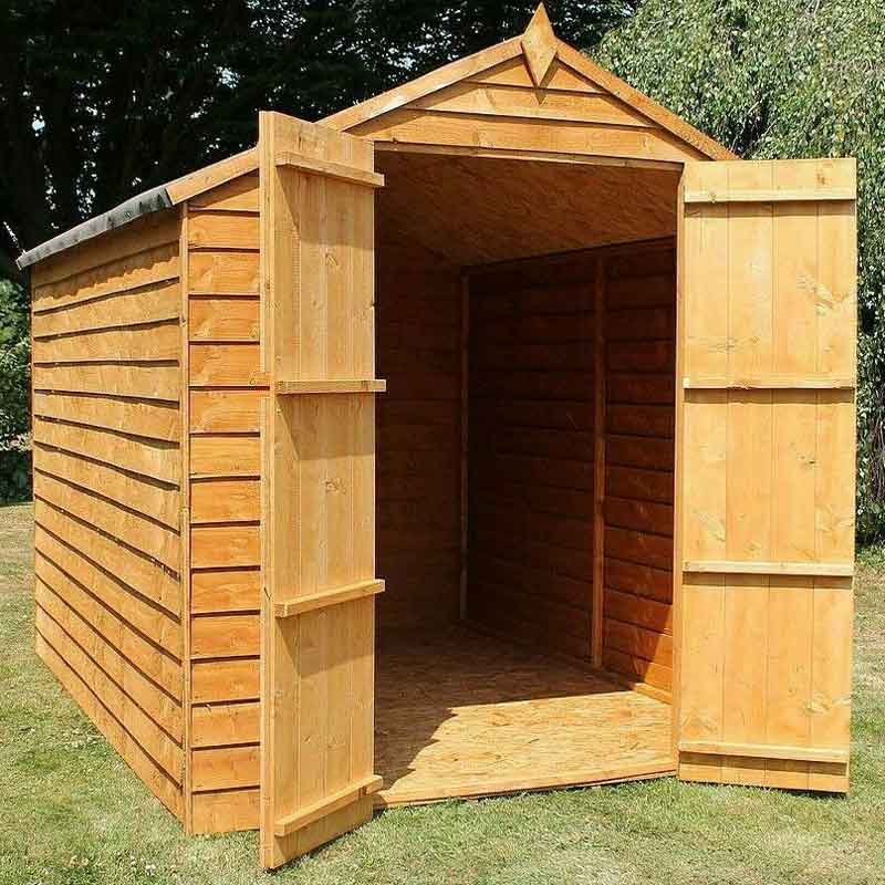 8x6 wooden garden sheds double door apex windowless shed