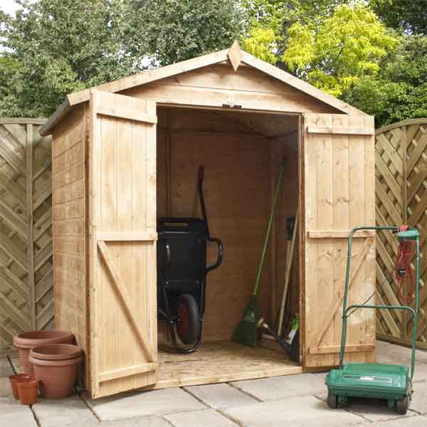 6 X 4 Shiplap Tongue Groove Apex Windowless Wooden Garden Sheds Double Doors