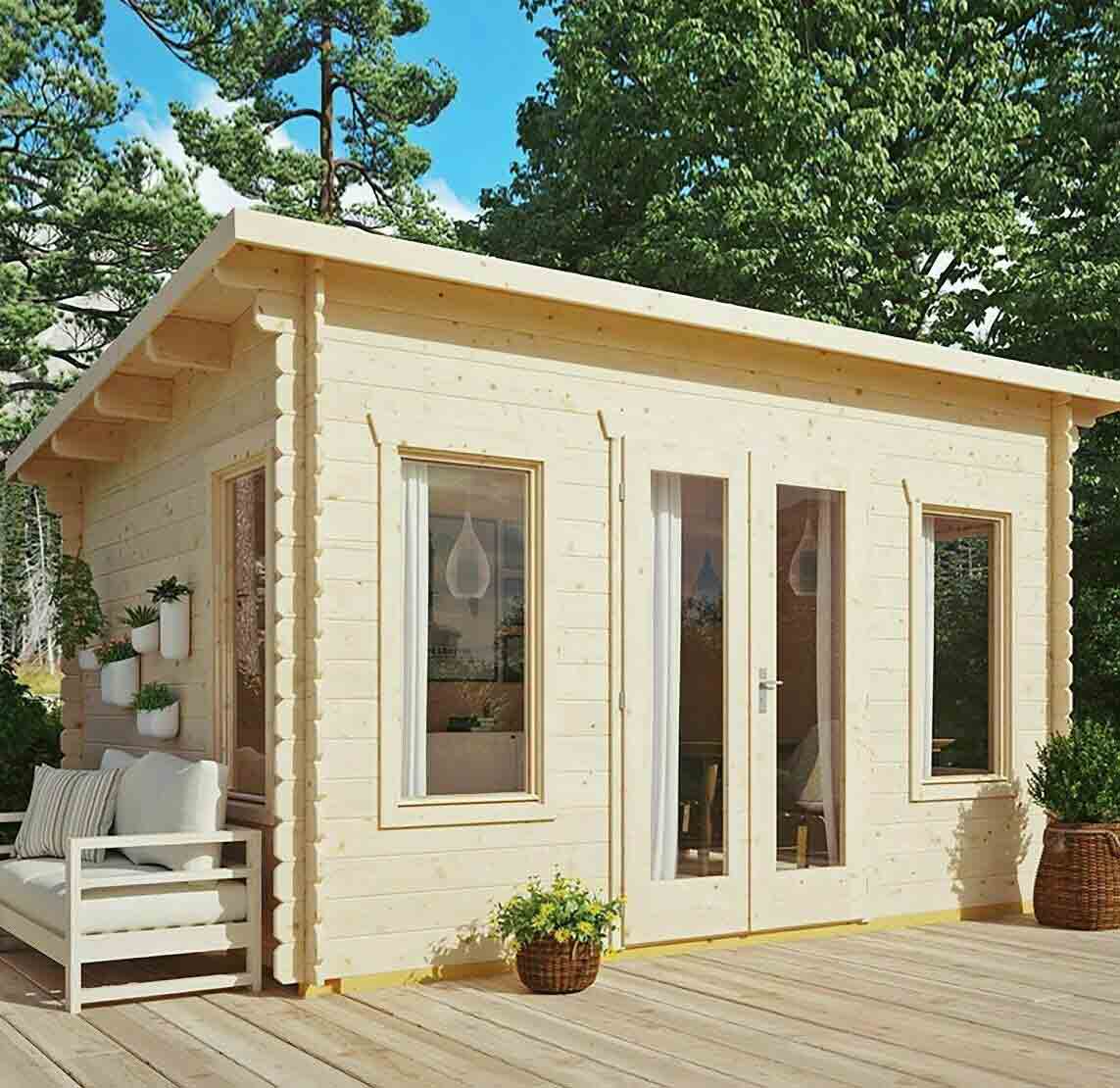 14 x 11 Wooden Log Cabin Executive Garden Office