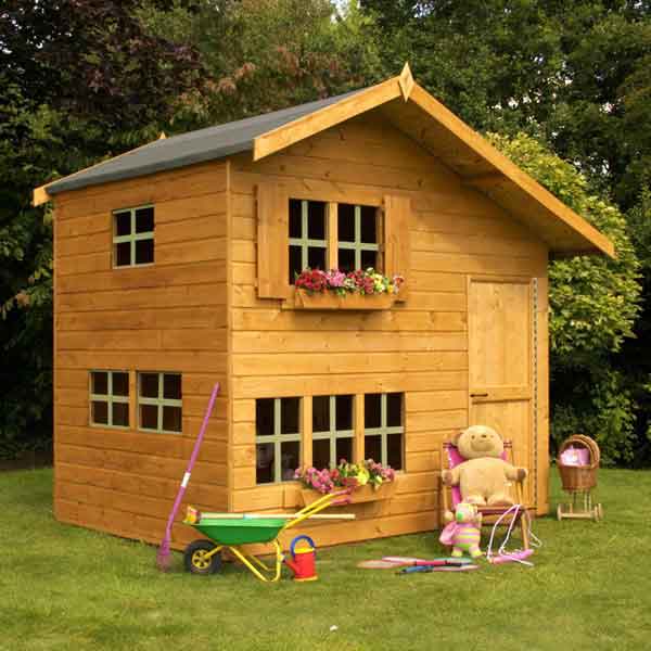 Wooden wendy house two hot sale storey