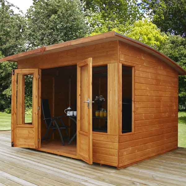 10 x 8 Contemporary Helios Wooden Garden Summerhouse Curved Roof