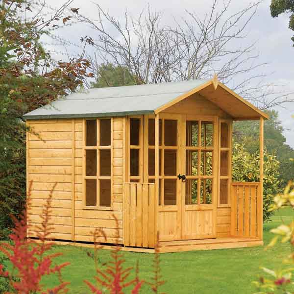 10 x 7 Rowlinsons Arley Wooden Garden Summerhouse with Veranda