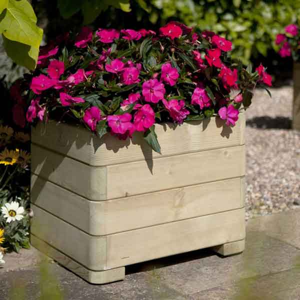 Rowlinsons Wooden Marberry Square Garden Planter
