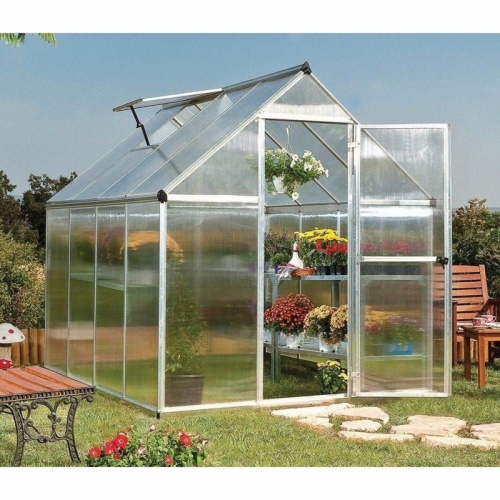 6x8 Palram Canopia Mythos Walk In Silver Polycarbonate Greenhouse (1.8x2.4m)